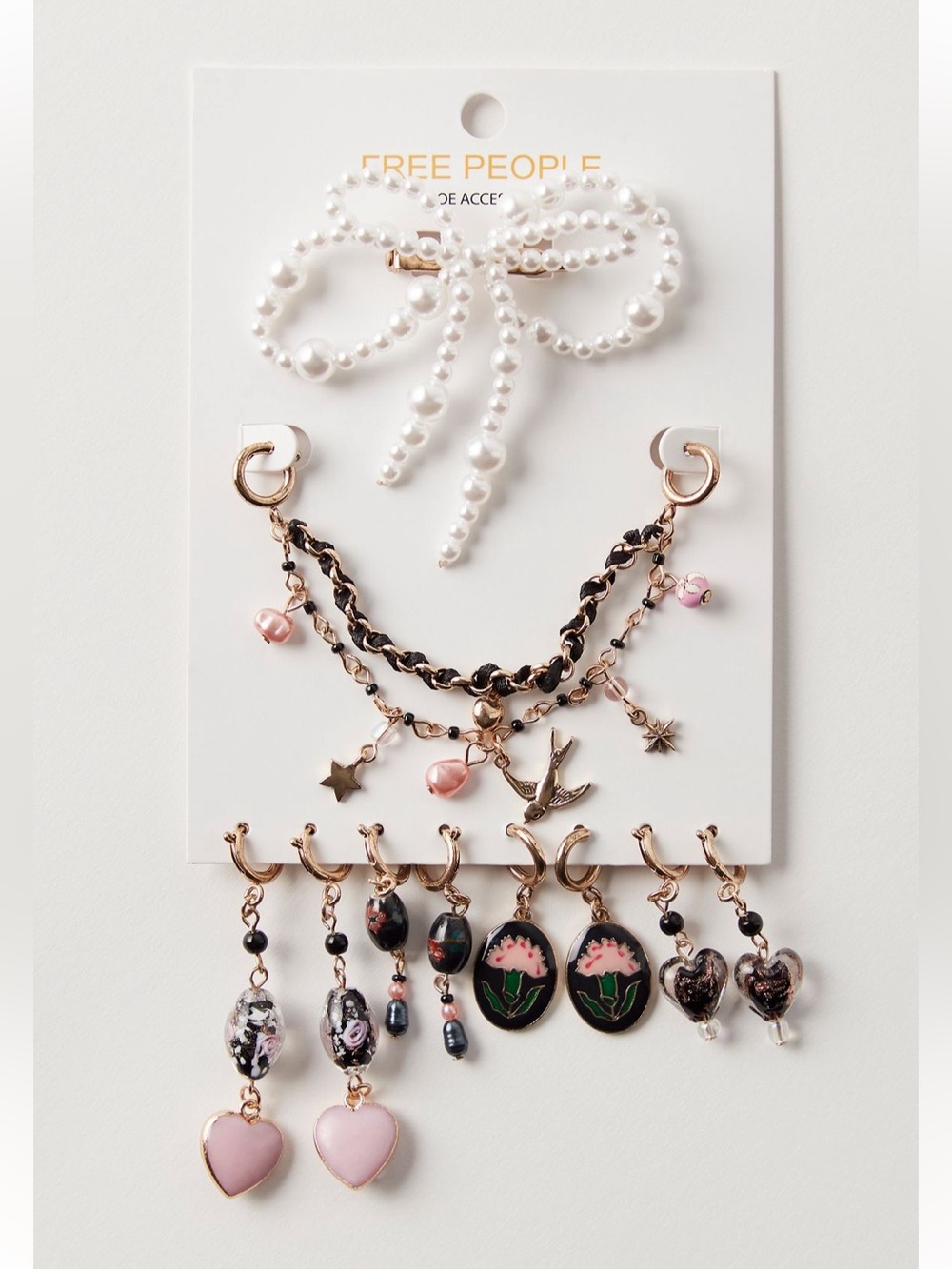 NWT Free People Maxx-ed Out Shoe Charm Pack Black Heart - Picture 2 of 5